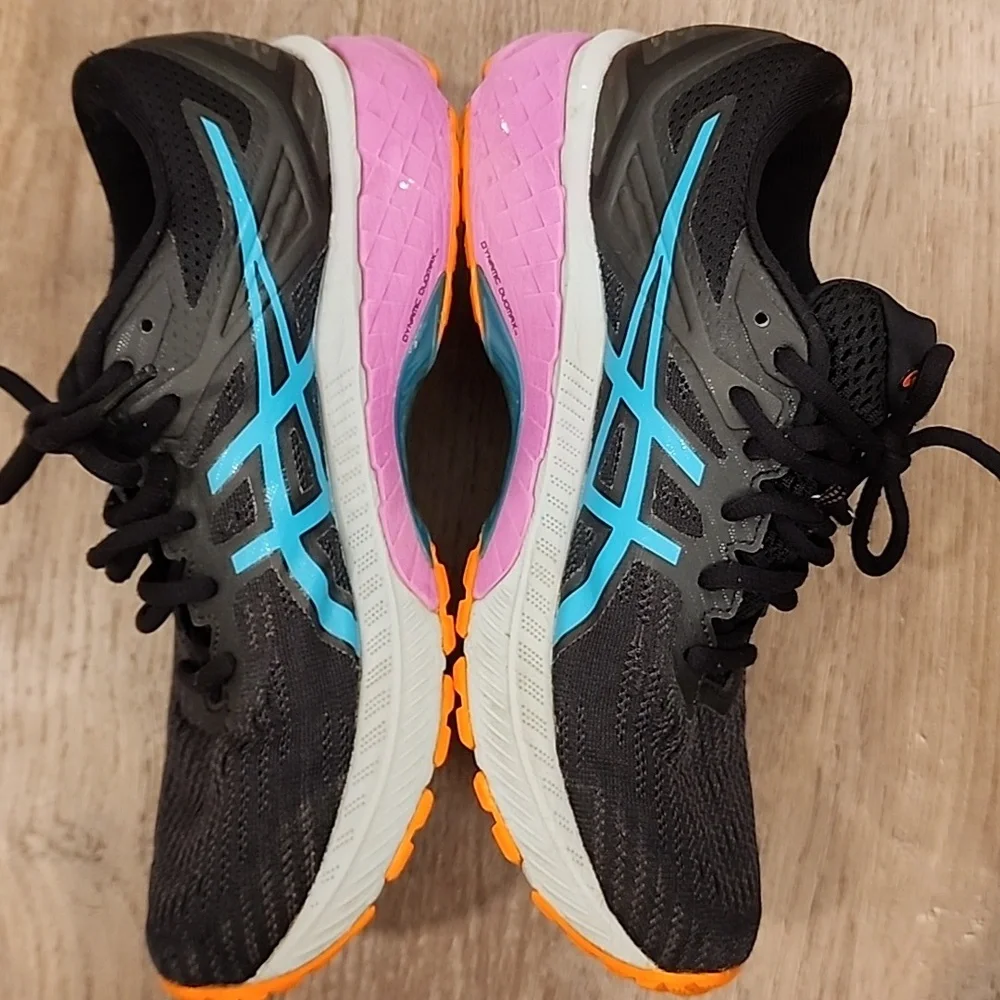 Asics Flytefoam Running Shoe Womens 7.5 Black Teal Training Trail Sneaker Hiking